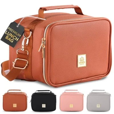 Immagine di Umami Borsa termica per il pranzo adulti, donne e uomini, con tasca bottiglia d&#039;acqua tracolla regolabile, dimensioni perfette, ideale lavoro viaggi