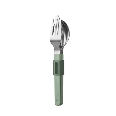 Immagine di Mepal Set di Posate 3 Pezzi Silueta Lavabile in lavastoviglie Servizio da tavola Coltello, forchetta e Cucchiaio compreso Il Supporto Nordic Sage