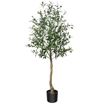 Immagine di CROSOFMI Olivo Artificiale 120cm Piante Finte da Interno Perfette in Vaso per Interni Esterno Casa Ufficio Giardino Decorazione Moderna 1 Pack