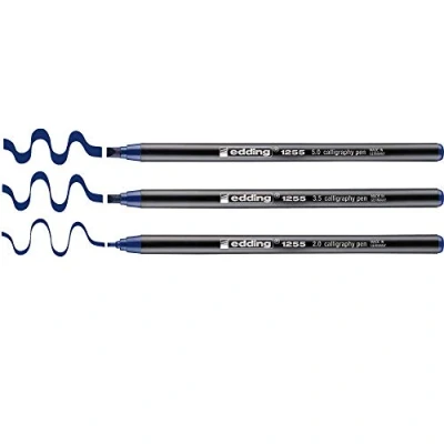 Immagine di edding 1255 Pennarello punta calligrafica; Set 3 pz.; Colore blu acciaio; Tratti 2,0 mm, 3,5 0,5 mm