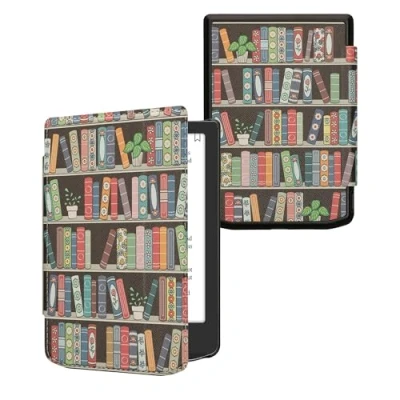 Immagine di kwmobile Custodia eReader Compatibile con Pocketbook Verse/Verse Pro/Verse Color/Vivlio Light/Light HD Cover eBook Reader Flip Case blu/verde/fucsia Libreria Piante