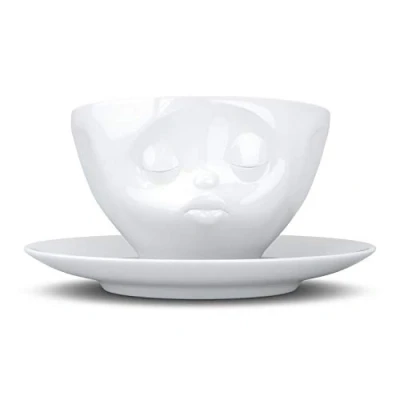 Immagine di FiftyEight Tazza da caffè con piattino, Motivo: Bacio, Colore: Bianco