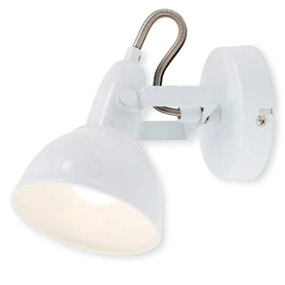 Immagine di Briloner Leuchten 2049 016 Faretto a Parete Girevole e orientabile in Stile rétro/Vintage Compatibile con lampadine E14 Max. 40 Watt Ideale per Soggiorno W, Bianco
