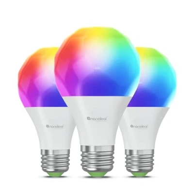 Immagine di Nanoleaf Matter Essentials 3 Lampadine Led E27 RGBW Smart e Dimmerabile Luci 16M Colori, over Thread, Bluetooth, Funziona con Google Home Apple, Sincronia Musica Monitor, Casa Gaming