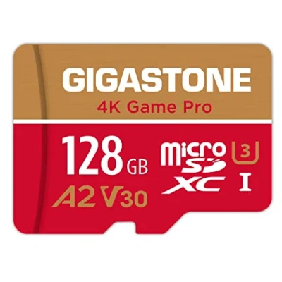 Immagine di [5 Anni Recupero Dati Gratuito] GIGASTONE 128 GB Scheda di Memoria, Game Pro MAX, Velocità fino a 120/80 MB/s, per Nintendo Switch, Steamdeck, 4K Video, A2 V30 U3 MicroSDXC con Adattatore