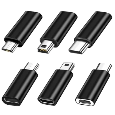 Immagine di SHUBEIEUMI Adattatore USB C (6 Pezzi), da Micro a C, Mini 2.0, Femmina, Compatibile con Tablet PC e Altro (Nero)