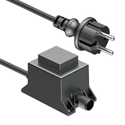 Immagine di ledscom.de Trasformatore LED da 20W alimentatore/trasformatore per sistema plug in NEMO, spina, 12V AC, nero, IP65, bassa tensione, impermeabile, tensione DC, corrente completamente isolato,
