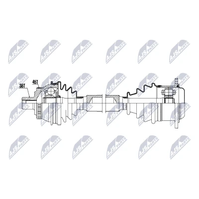 Immagine di NTY NPW AU 102 Albero motore / Semiasse Assale anteriore Dx 654mm Cambio manuale AUDI: A6 C5 Avant