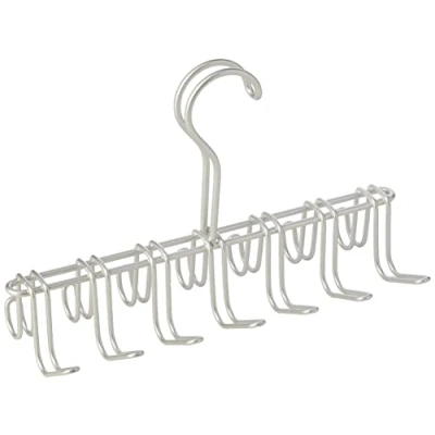 Immagine di iDesign Classico Portacravatte, Gruccia porta cinture in metallo con 14 ganci ideale per cravatte e cinture, argento opaco