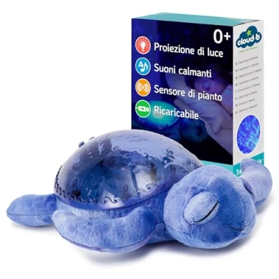 Immagine di Cloud b proiettore di luce oceanica notturna con 2 dolcie melodie e rumori bianchi Ricaricabile Luminosità regolabile Auto spegnimento Cry Sensor Tranquil Turtle® Océano (Ricaricabile)