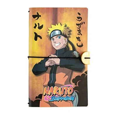 Immagine di Grupo Erik: Taccuino da viaggio naruto pelle sintentica con 2 quaderni, porta tessere e tasca espandibile, 19,6x12cm, ideale come diario di viaggio, quaderno o gadget