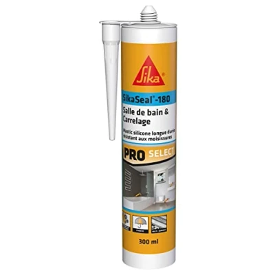 Immagine di SIKA Sigillante siliconico sanitario SikaSeal 180 Bagno e Piastrelle bianche Realizzazione di guarnizioni Speciale stanza umida Lunga durata 300 ml