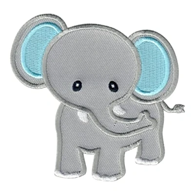 Immagine di PatchMommy Toppa Termoadesiva Elefante Patch Ricamate (Grigio/Blu) per Ferro da Stiro o Cucire Toppe Adesive Vestiti, Applicazioni Tessuti Bambini