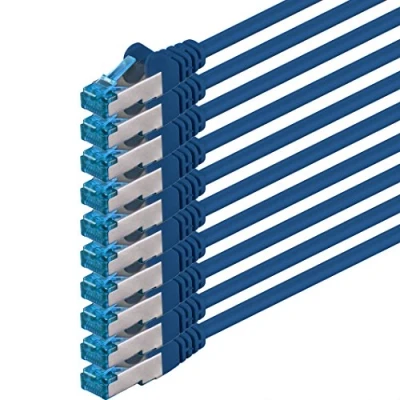Immagine di 1aTTack.de 2m blu 10 pezzi Rete Cavi Cat6a S FTP CAT 6a doppia schermatura certificato GHMT PIMF 500MHz / 7 CU rame non contiene alogeni compatibile con CAT5e CAT6 CAT7 CAT8 10000 Mbit/s
