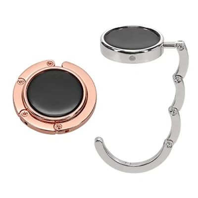 Immagine di kwmobile Set 2x Gancio Borsa da Tavolo Appendi in Alluminio Pieghevole Antiscivolo Antigraffio Appendiborsa Scrivania Max 3 kg