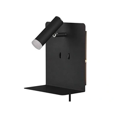 Immagine di Trio Leuchten Element 222570232 Lampada da parete a LED, in metallo nero opaco, 1 LED 3 W, presa di ricarica USB