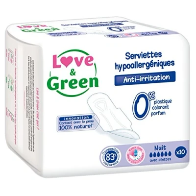 Immagine di Love &amp; Green Asciugamani Ecologici Notte Certificati Ecolabel 10 Pezzi 0% colorante, profumo, allergeni