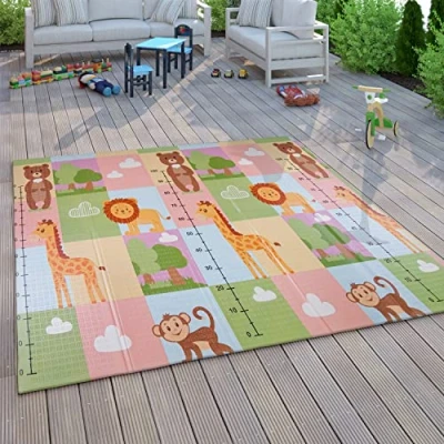 Immagine di Paco Home Tappeto Bambini Gioco Gattonare Bebè Pieghevole Lavabile Reversibile Animale, Dimensione:180x200 cm, Colore:Multicolore 2
