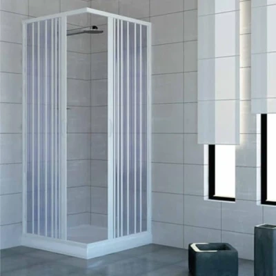 Immagine di Box Doccia 70x100 in PVC MOD. Acquario con Apertura Centrale Bianco Pastello