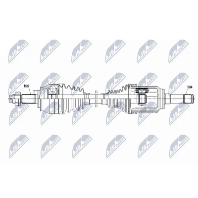 Immagine di NTY NPW FT 097 Albero motore / Semiasse Assale anteriore Sx 599mm Trasmissione automatica FIAT: Doblo II Station Wagon, Van Wagon