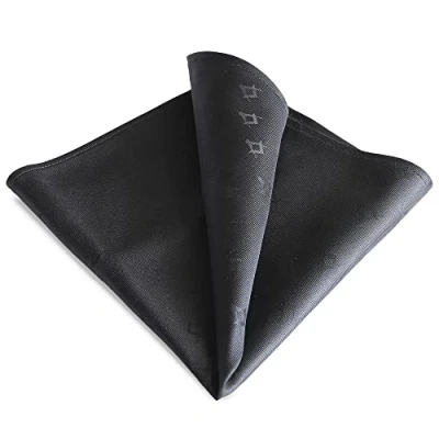 Immagine di THE MASONIC COLLECTION Fazzoletto da taschino Nero artigianale in seta 100% Design fantasma quadrato e bussola Un perfetto accessorio regalo massonico per uomini massoni,