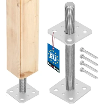 Immagine di KOTARBAU® Supporto per pali 80x80x250 mm regolamentato filettatura recinzioni travi in legno zincato Manicotto di ancoraggio staffa pavimento