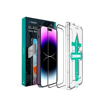Immagine di Deppa [2 Pezzi Pellicola Vetro Temperato per IPhone 14 Pro (6.1&#039;) [a Copertura Totale] con Kit Installazione Facile Vetrino, Protezione, Proteggi, Schermo, Display, Accessori