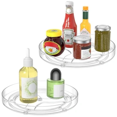 Immagine di Radikor 2 Pezzi 23cm Portaspezie Girevole, 360 Vassoio Girevole Cucina, Organizer Spezie, Piatto Frigorifero, Lazy Susan, da Cucina per Frutta, Snack