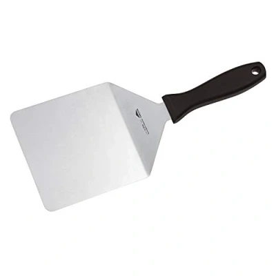 Immagine di Paderno Spatola Rettangolare in Acciaio Inox 18/10 per Hamburger, Griglia e Piastra, Manico Polipropilene Nero Lunghezza 19 cm