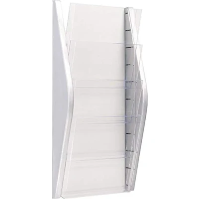Immagine di helit Wand Prospekthalter, DIN A4 hoch, 4 Fächer, silber