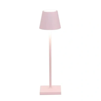 Immagine di Zafferano Lampada Poldina Micro, da Tavolo Ricaricabile e Senza Fili con Controllo Touch, Adatta per Salotto ed Esterni, Dimmer, 2200 3000 K, Altezza 27,5 cm, Colore Rosa