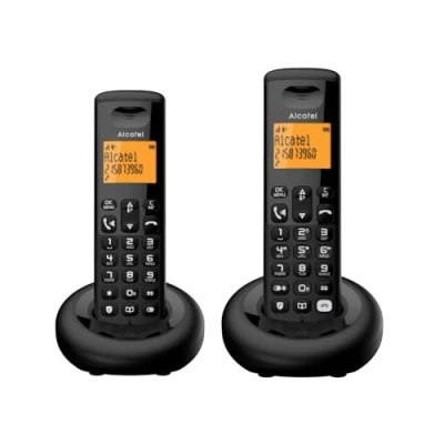 Immagine di ALCATEL E260 Telefono cordless DECT Design compatto Ampio display retroilluminato Vivavoce Blocco delle chiamate indesiderate Nero