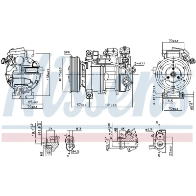 Immagine di NISSENS 890246 Compressore Aria Condizionata 6SAS14C 12 PAG 46 R 134a MERCEDES BENZ: Classe A, Sprinter 3.5 t Van