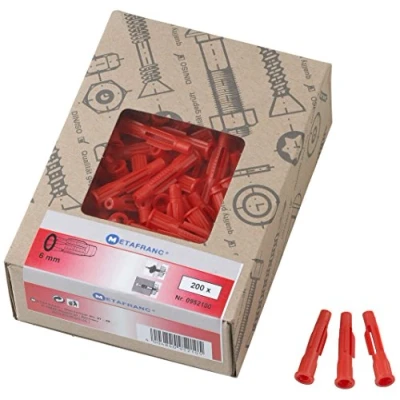 Immagine di Metafranc universali Ø 6 mm 200 Pezzi per Il Fissaggio di Materiali da Costruzione Completi Multiuso espansione/tasselli pareti Cave/Triangoli / 952100, Rosso