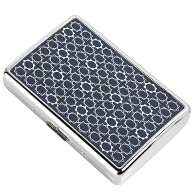 Immagine di Custodia per sigarette donne e uomini Scatola leggera portatile contiene 16 100&#039;s Design elegante, bello generoso (Silver a scacchi)