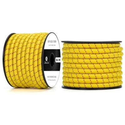 Immagine di Abma Cord Corda Elastica 10mm 10M di Gomma Cavo Elastico Marino per Teloni, Tende e Bagagli Giallo Rosso