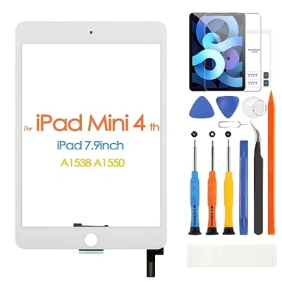 Immagine di ARSSLY Touchscreen per iPad Mini 4 7.9 2015 Digitizer Touch Schermo A1538 A1550 Sostituzione Pannello Vetro con Strumenti(Non LCD (bianca)