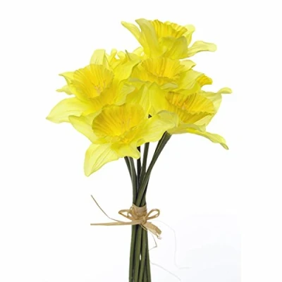 Immagine di FloristryWarehouse Mazzo di narcisi artificiali, in seta, 9 steli, realistici, gialli realistici da 33 cm