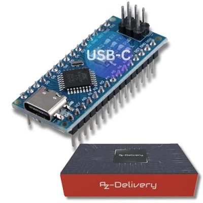 Immagine di AZDelivery 1 x AZ Nano V3 con connettore USB C Atmega328 CH340 già saldata, versione migliorata incluso e book!