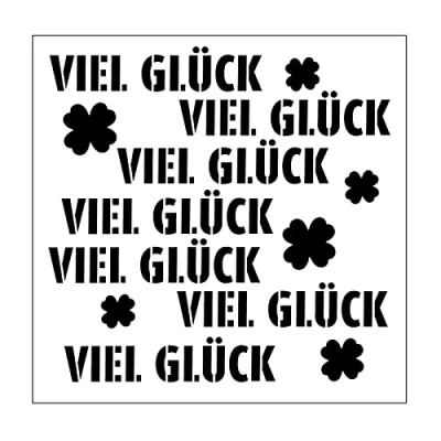 Immagine di Iris Ohyama Stencil di Vaessen, Viel Glück o Buona Fortuna, per Aggiungere Design Colorati e Texture ai Vostri Progetti Creativi con la Carta, Gel, Bianco, 15 x cm