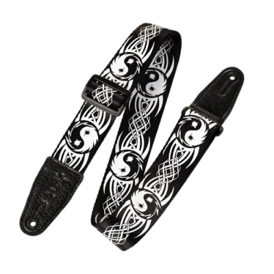 Immagine di Levy&#039;s MP 15 Tracolla Per Chitarra Prints Polyester Garment Leather Ends 2&quot; Ying Yang Tattoo