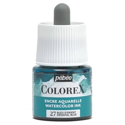 Immagine di Pébéo Inchiostro Colorex 45 ML Blu d&#039;Oriente Acquerello Rendering Velouté Disegno Multiutensile Tutti i Supporti