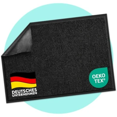 Immagine di Zerbino Rhine, privo di sostanze nocive, lavabile e molto resistente, con retro antiscivolo, disponibile in diverse misure colori (40 x 60 cm, nero)