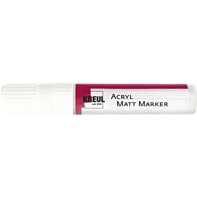 Immagine di Kreul 46211 Marcatore XXL, con Punta a Cuneo di Circa 15 mm, Bianco, Opaco, Vernice acrilica Permanente Base d&#039;Acqua, per Elementi puristici, White