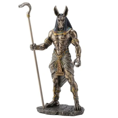 Immagine di Veronese Design Statua di scettro con testa cobra, dio egizio Anubis, altezza 26,9 cm