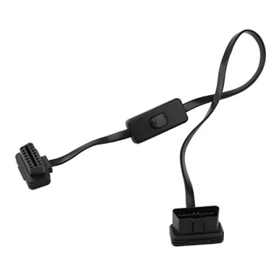 Immagine di Futheda OBD 2 Cavo 16 Pin Maschio a Femmina II/EOBD Angolo retto Diagnostico Lettore di Codice OBD2 Adattatore Estensione con Interruttore Alimentazione Compatibile Motore Auto