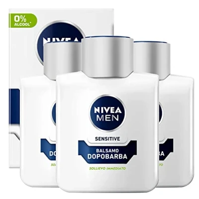 Immagine di Nivea Men Sensitive Balsamo Dopobarba Extra delicato After Shave Uomo con Estratto di Camomilla E Vitamina Barba Pelli Sensibili 3 Flaconi da 100ml