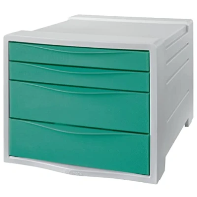 Immagine di Esselte Organizer / Cassettiera da Scrivania con 4 Cassetti per Riporre Fogli, Documenti e Penne, Utilizzabile a Casa in Ufficio, Gamma Colour&#039;Breeze, 281 mm x 244 365 Verde