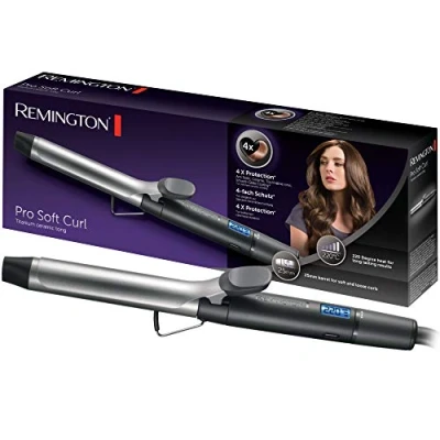 Immagine di Remington Ferro arricciacapelli 25mm Pro Soft Curl Digital:protezione 4 volte, rivestimento antistatico in tormalina ceramica Display LCD 130 220C, ricci medi morbidi e naturali, CI6525