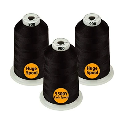 Immagine di Simthread 33 selezioni Vari colori assortiti confezioni di filo per macchina da ricamo in poliestere enorme bobina 5500Y macchine cucire multiuso nero